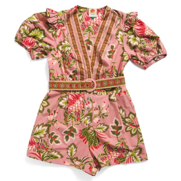 FARM RIO Aura Floral Print Romper Soft Pink Size L NWT - Picture 3 of 12
